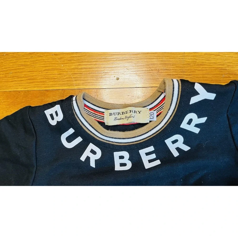 Girls Plaid Check Dress Black Short Sleeve Logo Neckline T Shirt Dress